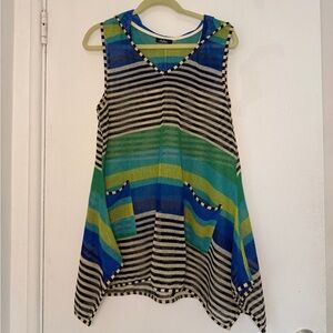 Women's Multicolor Striped Tunic/beach coverup